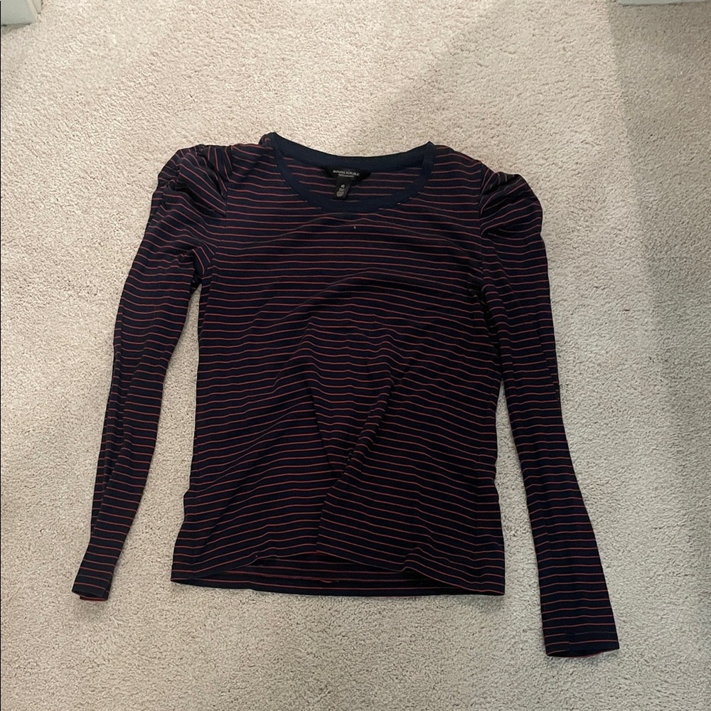 Banana Republic Black and Red Striped Blouse